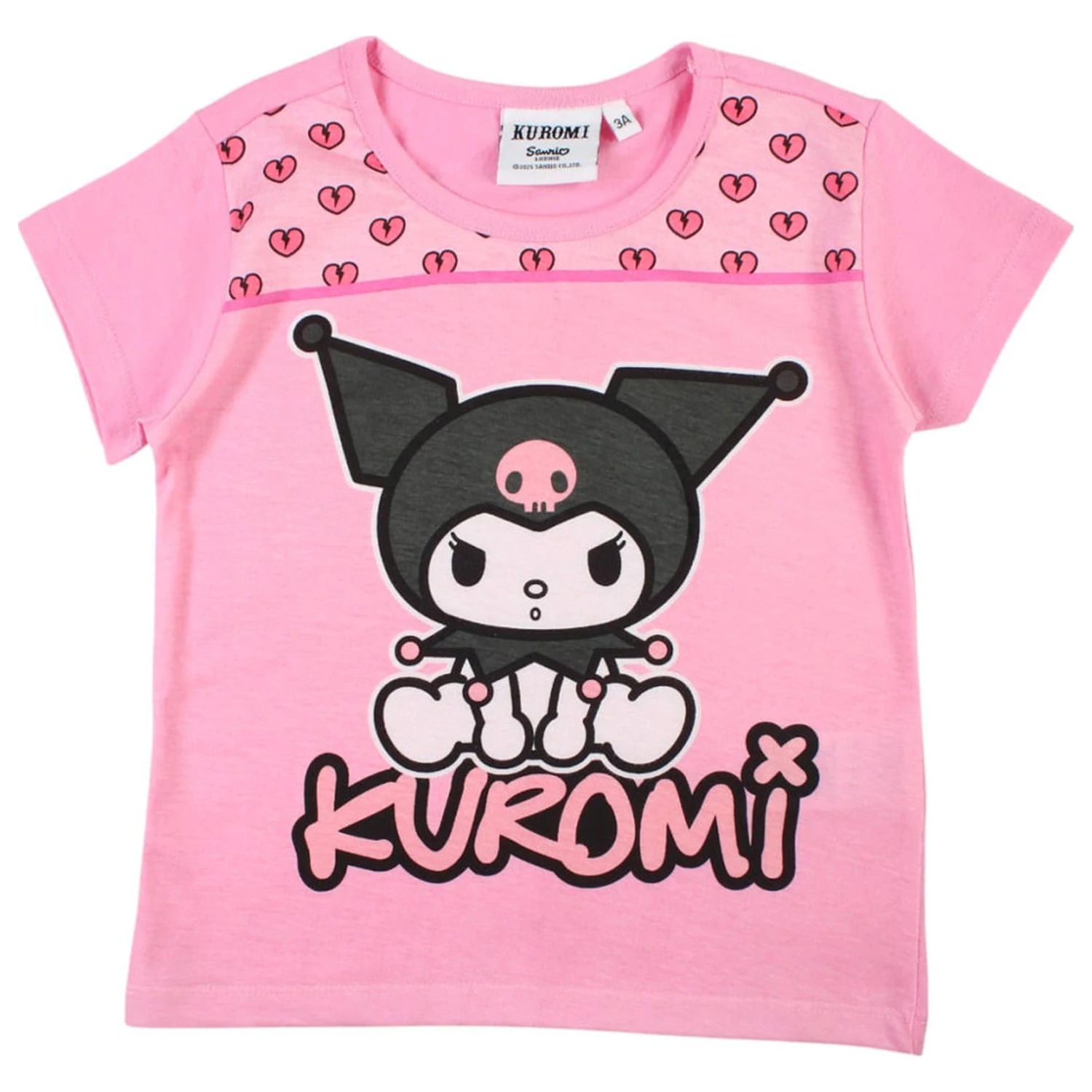 Hello Kitty Kuromi Pink dětské tričko s krátkým rukávem, top fotografii produktu