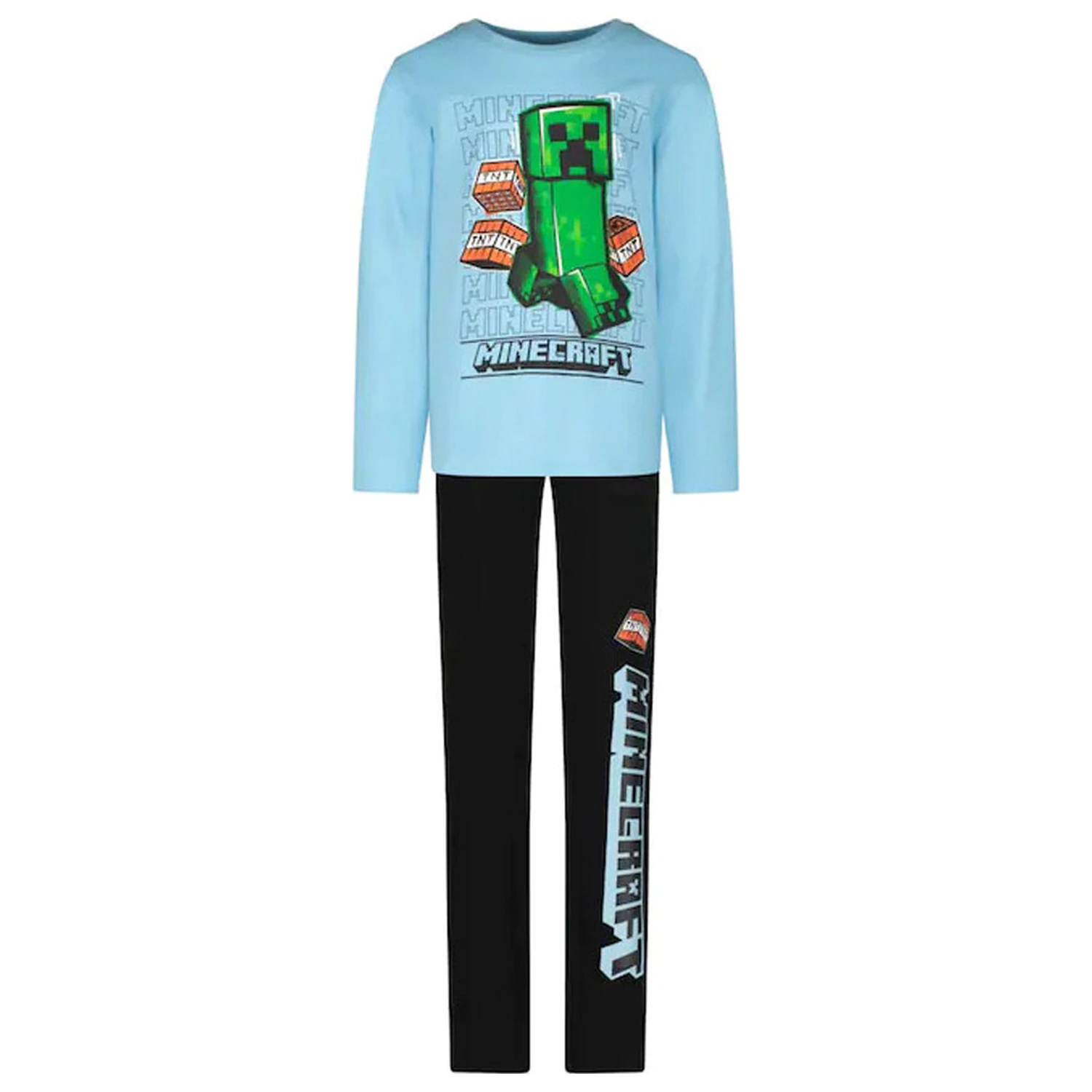 Minecraft TNT Světle modré dětské dlouhé pyžamo fotografii produktu