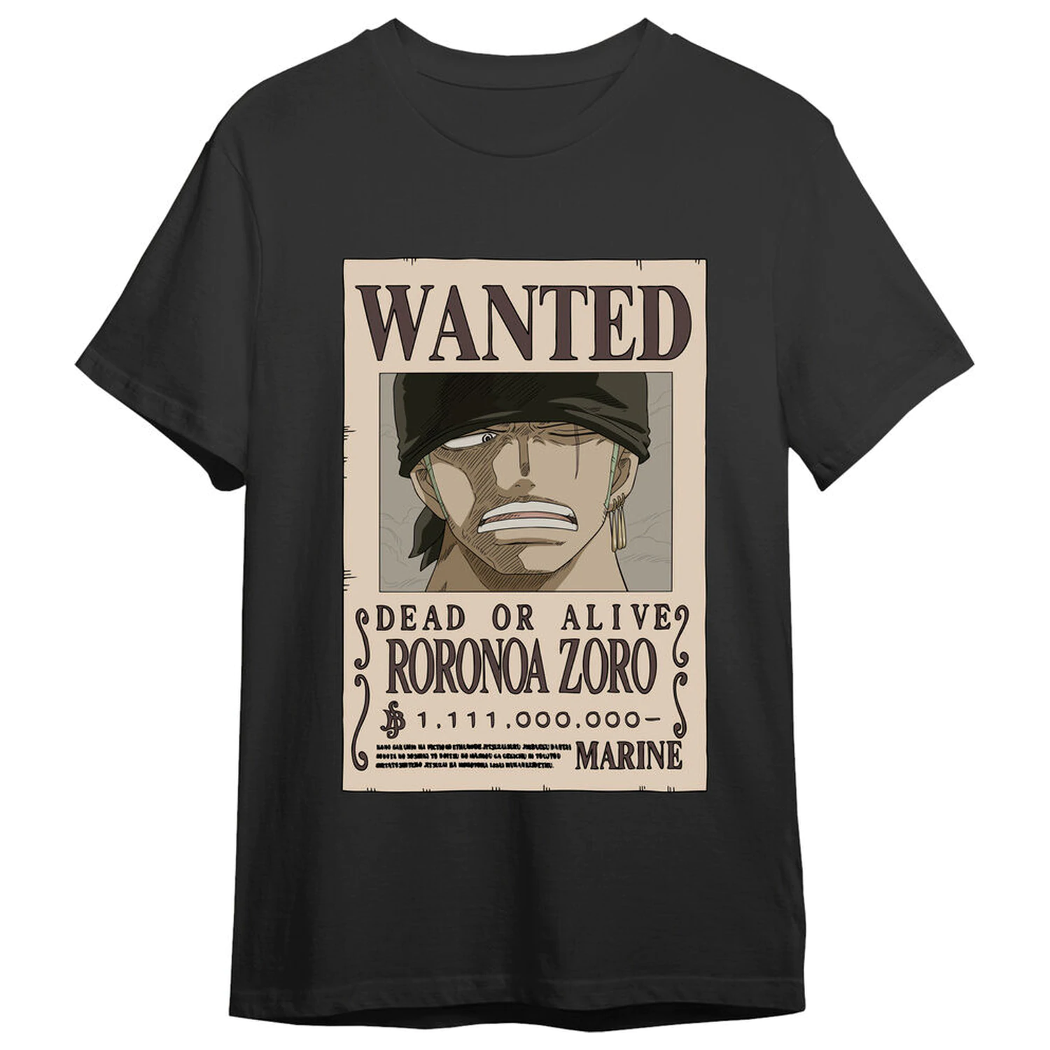 One Piece Roronoa Zoro Wanted dospělé tričko fotografii produktu