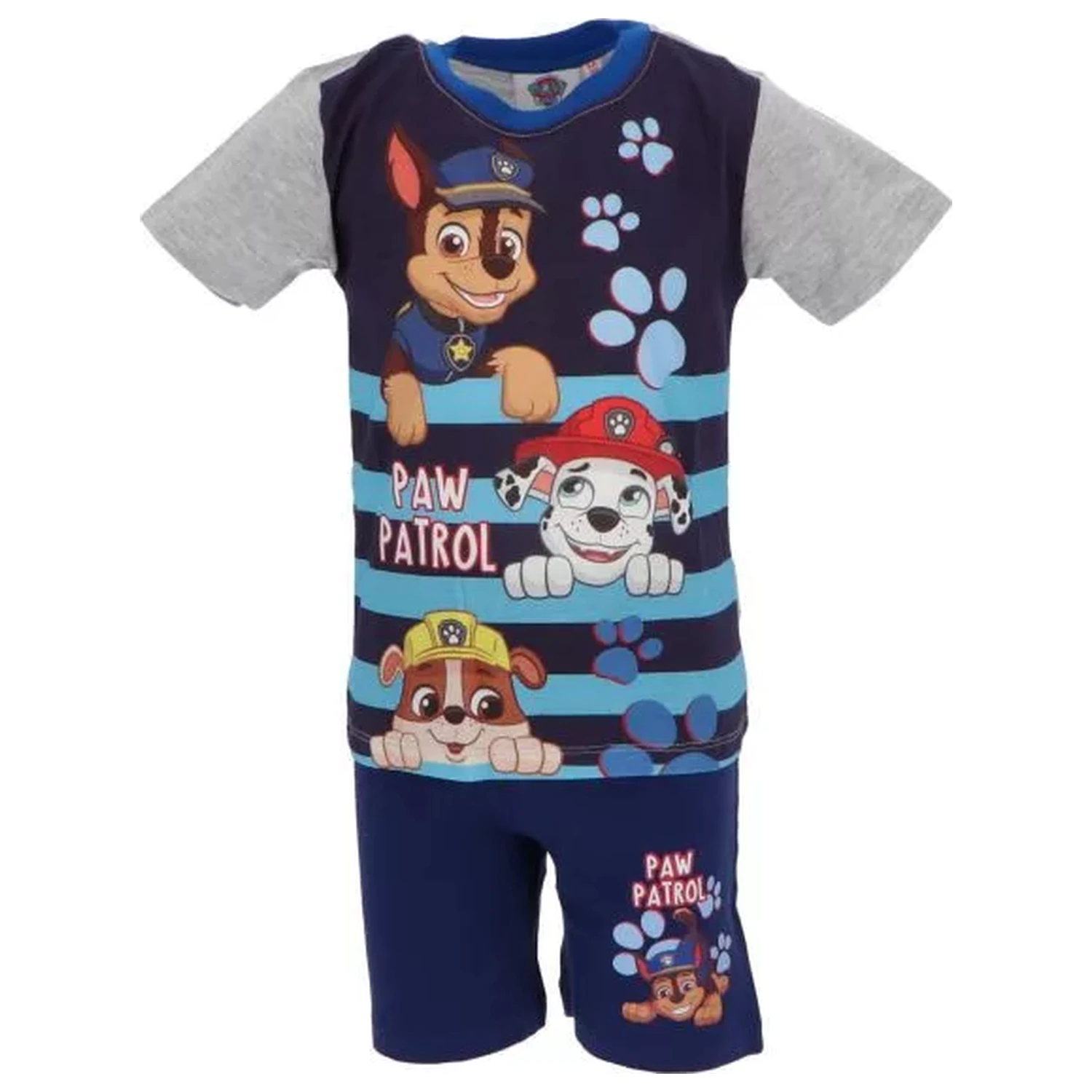 Paw Patrol Happy Stripes Grey krátké dětské pyžamo fotografii produktu