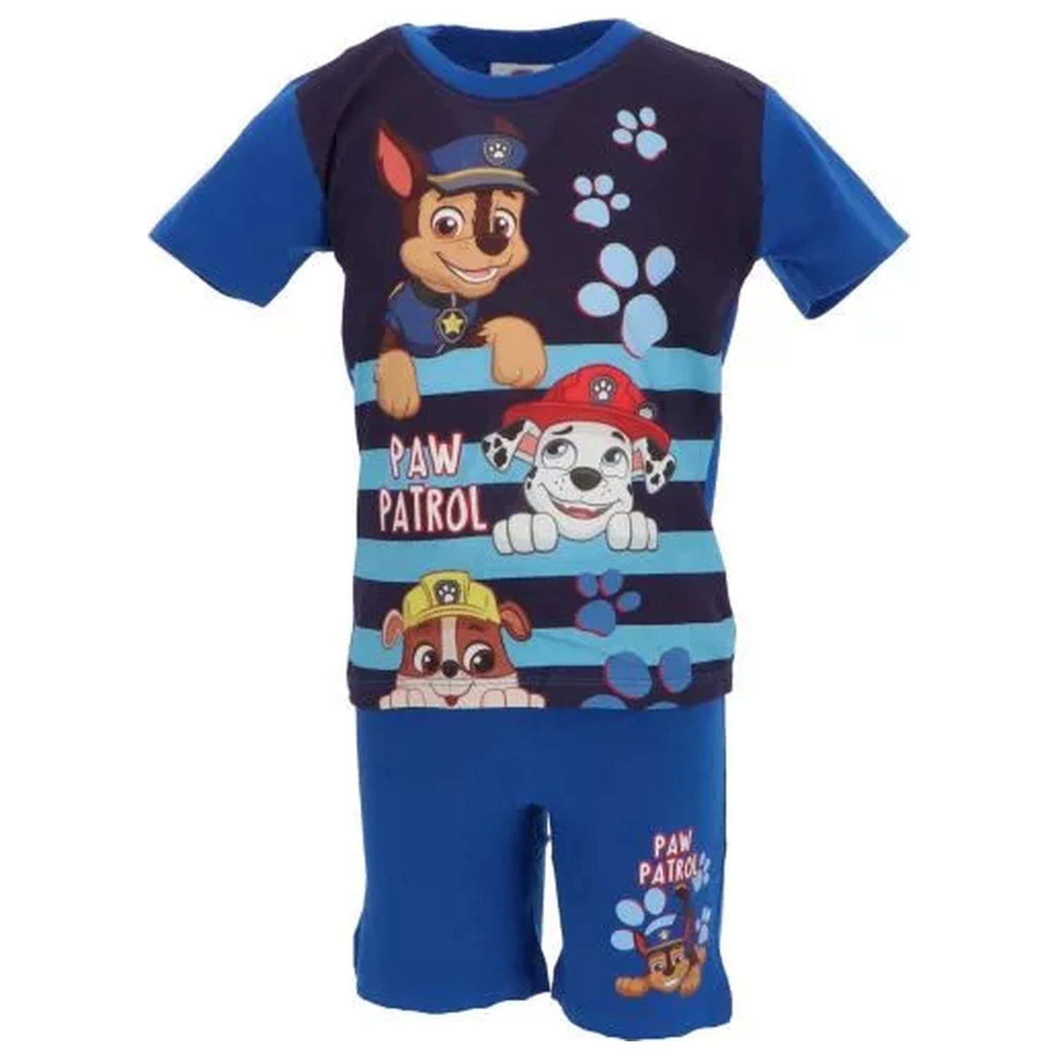 Paw Patrol Happy Stripes Blue Dětské krátké pyžamo fotografii produktu