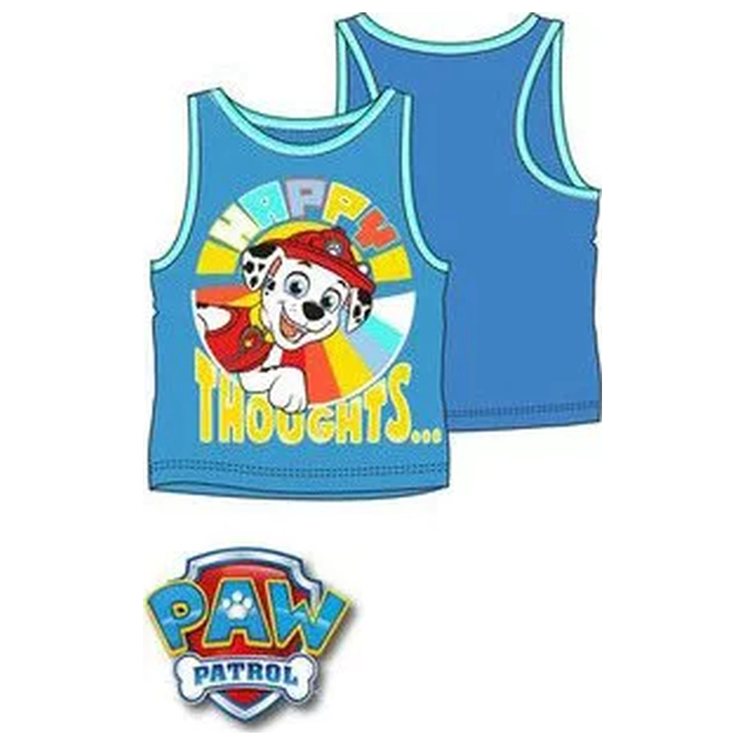 Paw Patrol Happy Thoughts Modré Dětské Tričko s Krátkým Rukávem, Top fotografii produktu