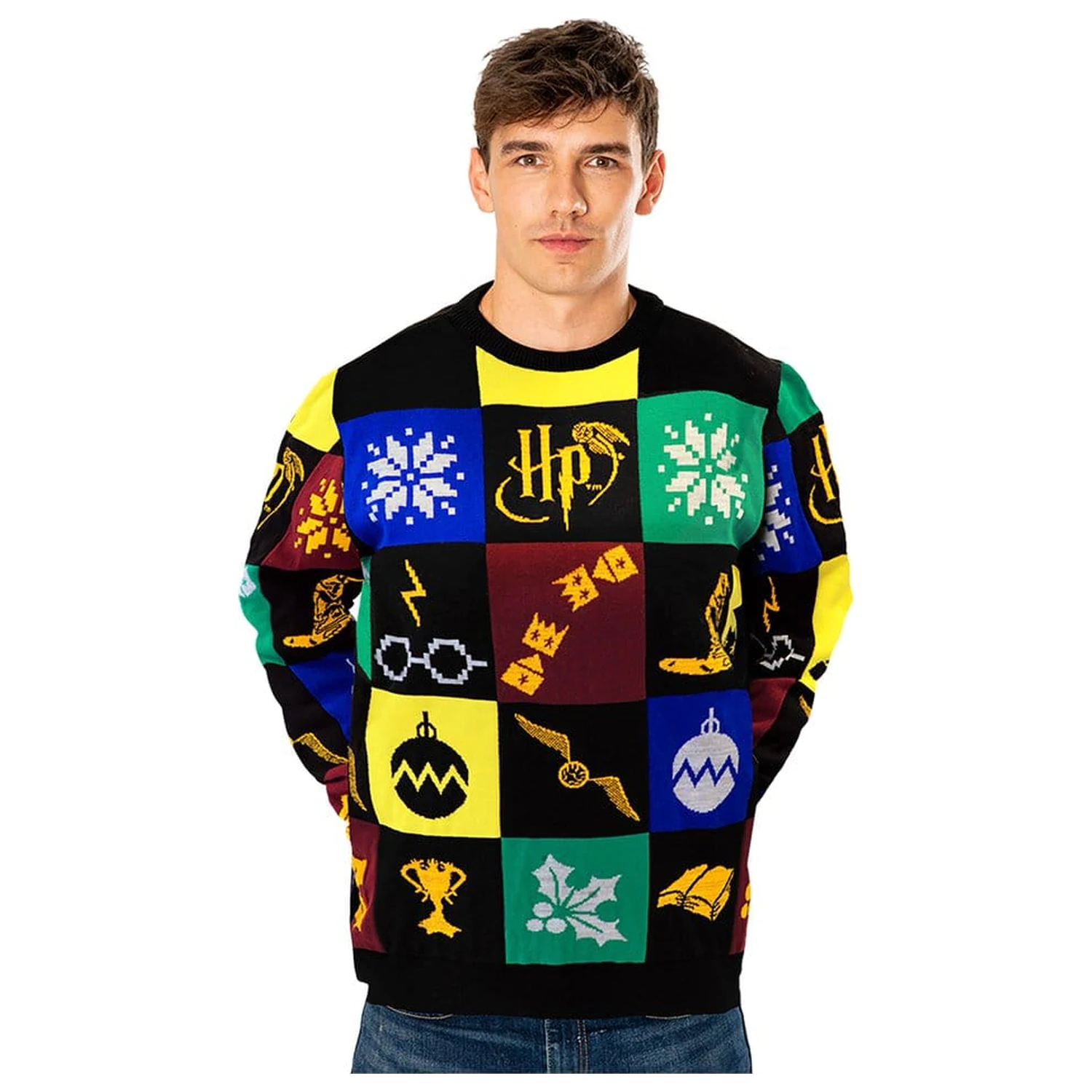 Harry Potter Christmas Sweater Deluxe Patchwork pletený svetr fotografii produktu