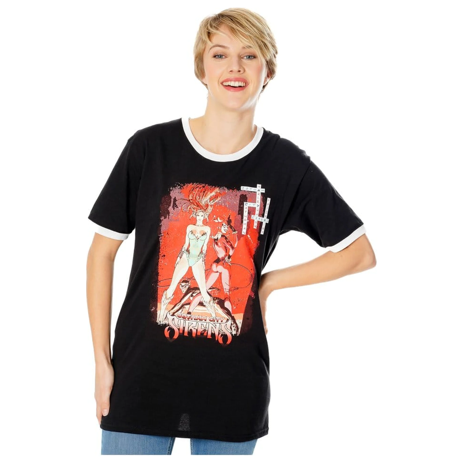 Gotham City Sirens tričko Crossword Black Ringer  fotografii produktu