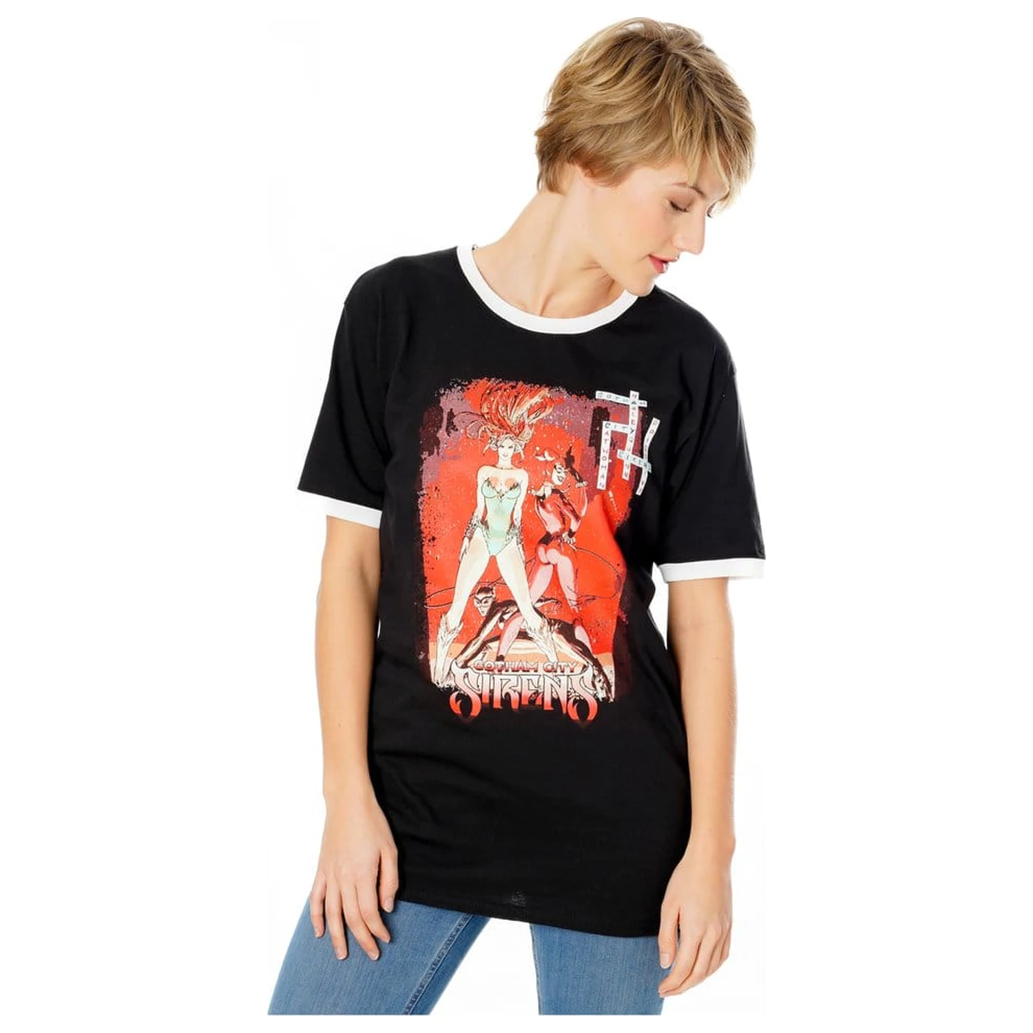 Gotham City Sirens tričko Crossword Black Ringer  fotografii produktu