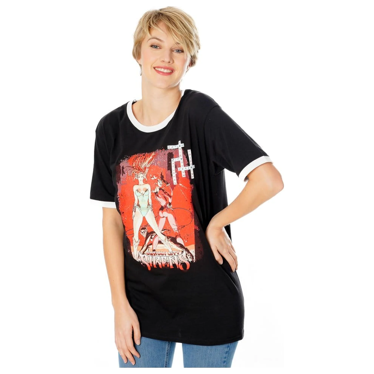 Gotham City Sirens tričko Crossword Black Ringer  fotografii produktu