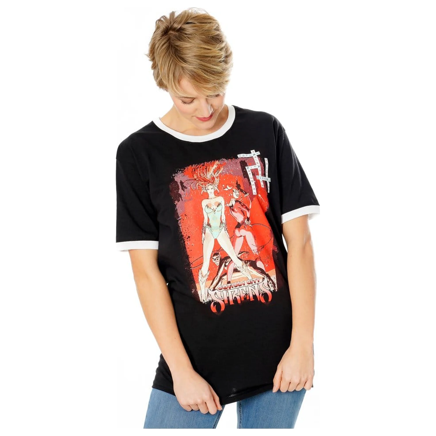Gotham City Sirens tričko Crossword Black Ringer  fotografii produktu