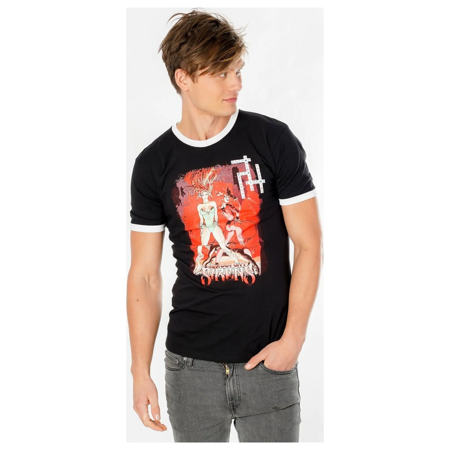 Gotham City Sirens tričko Crossword Black Ringer  fotografii produktu