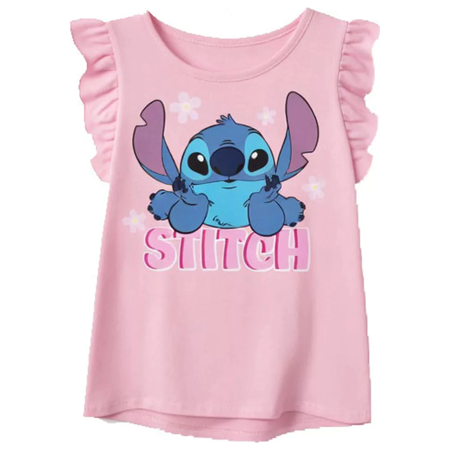 Stitch Tiny Smile Světle růžové dětské tričko s krátkým rukávem fotografii produktu