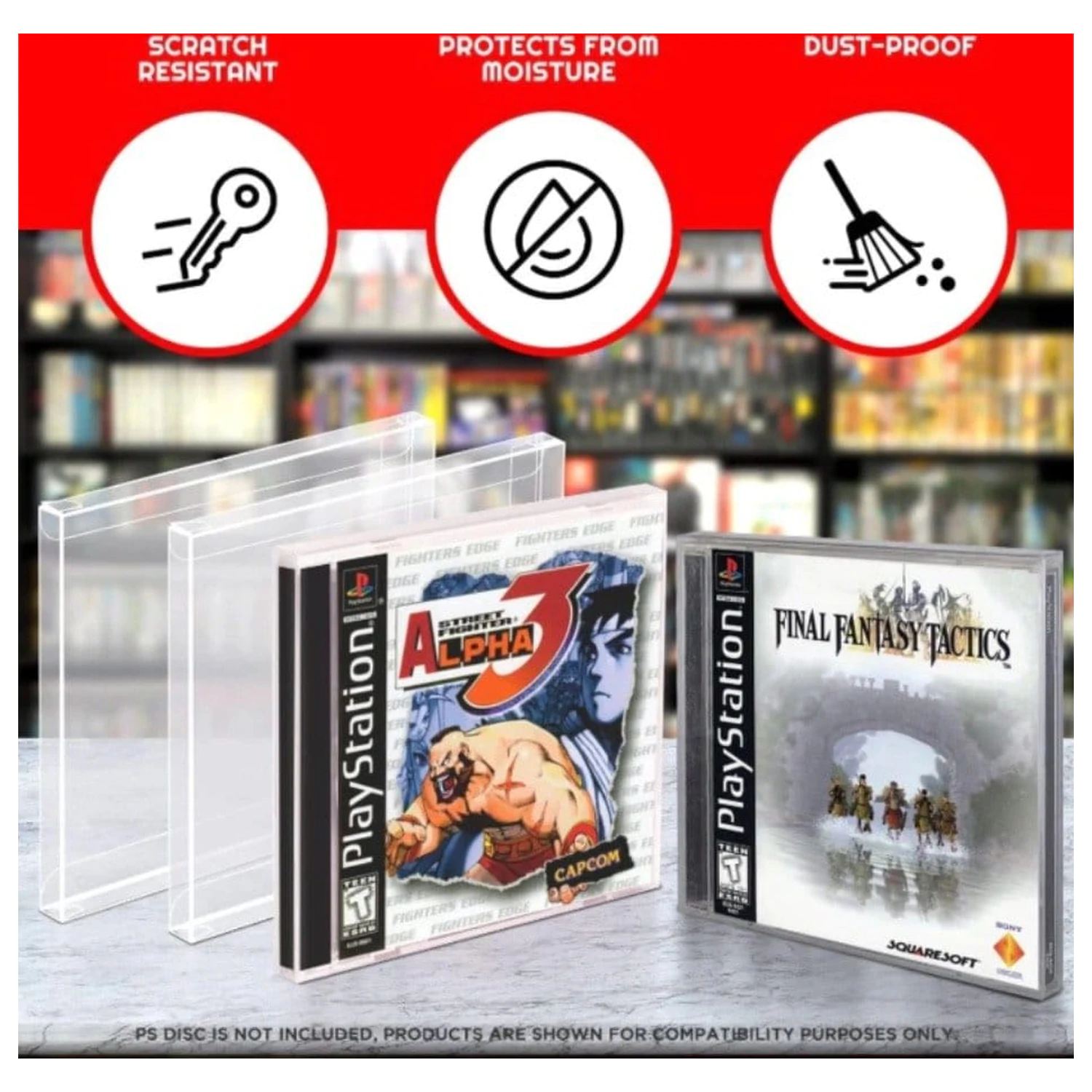 PET Protectors 25 ks pro PS1/Single CD/Dreamcast (Jewel Case) Games fotografii produktu