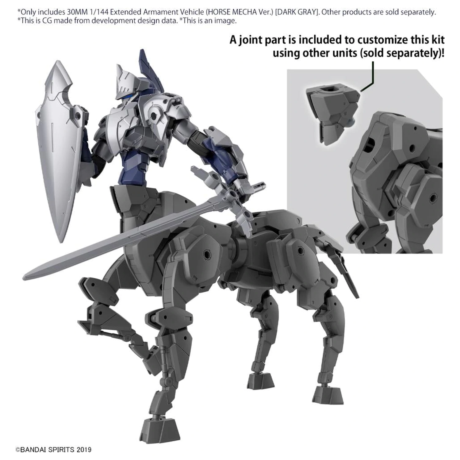 30MM 1/144 Extended Armament Vehicle (Koňský Mecha) Dark Model Kit fotografii produktu