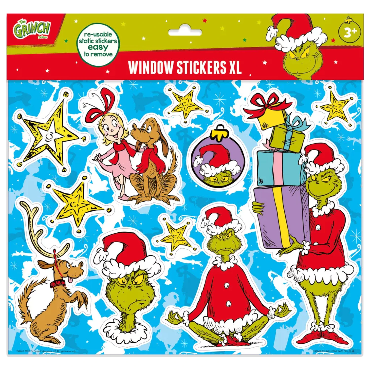The Grinch Dr Seuss Sada samolepek na okno XL fotografii produktu