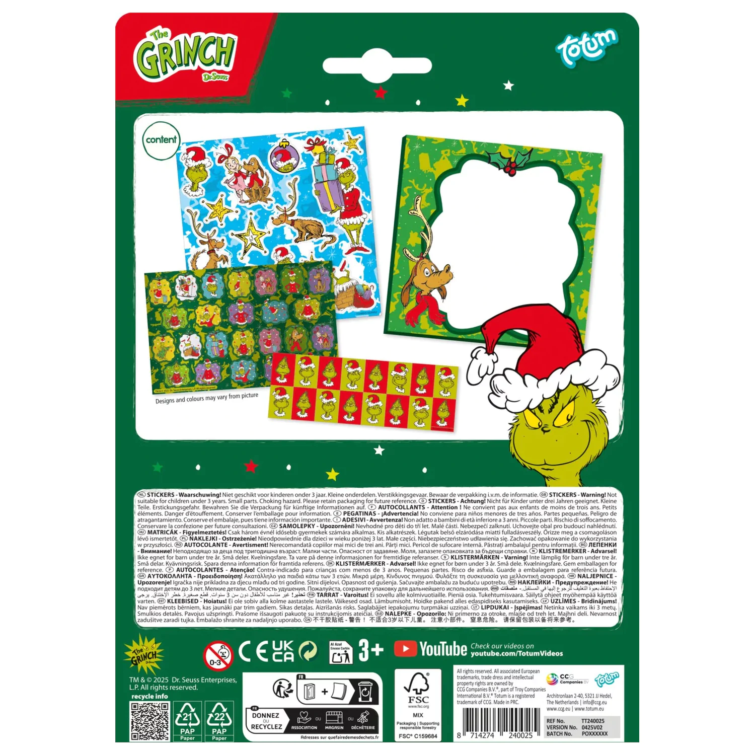 The Grinch Dr. Seuss Sada nálepek fotografii produktu