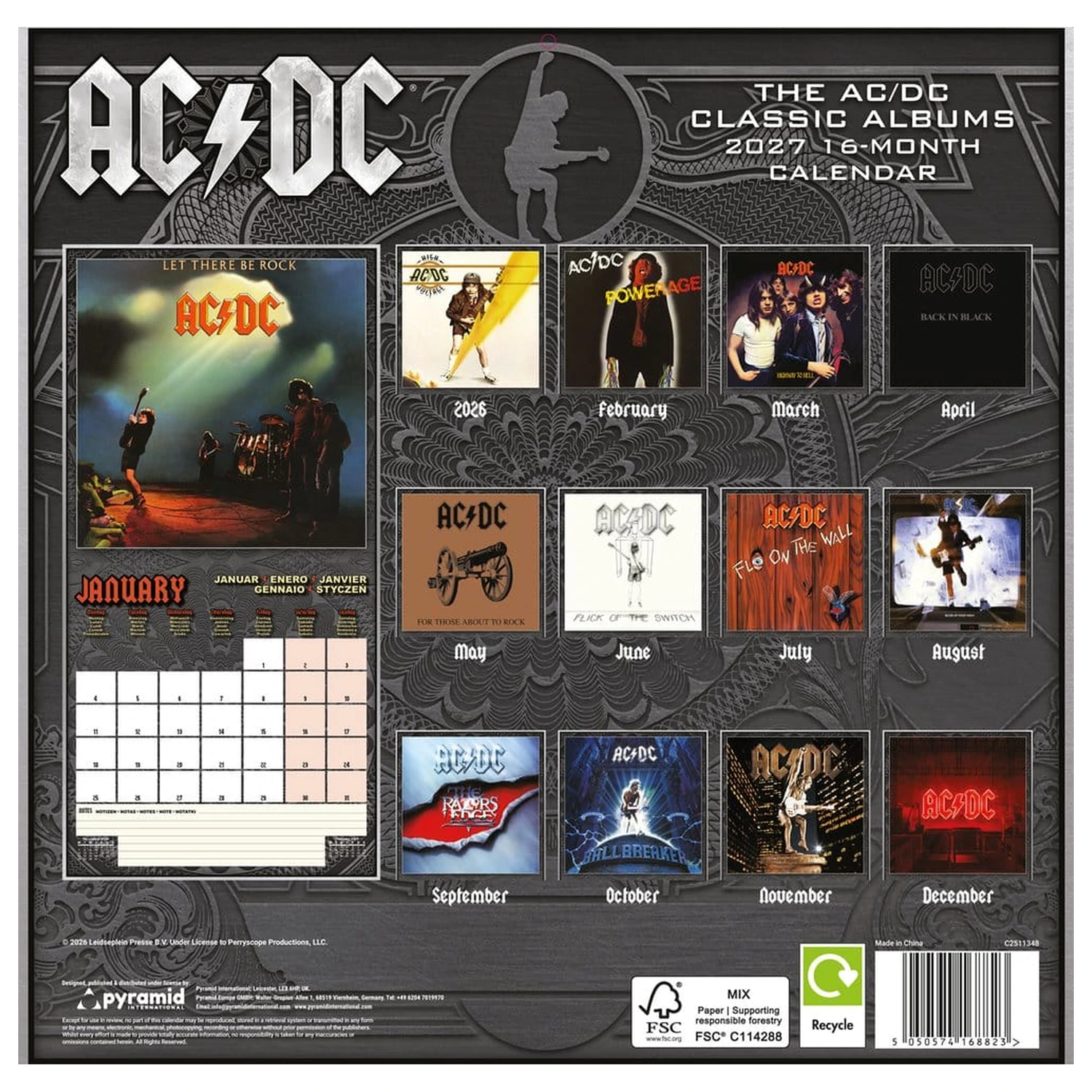 AC/DC Kalendář Alba 2027 30 x 30 cm fotografii produktu