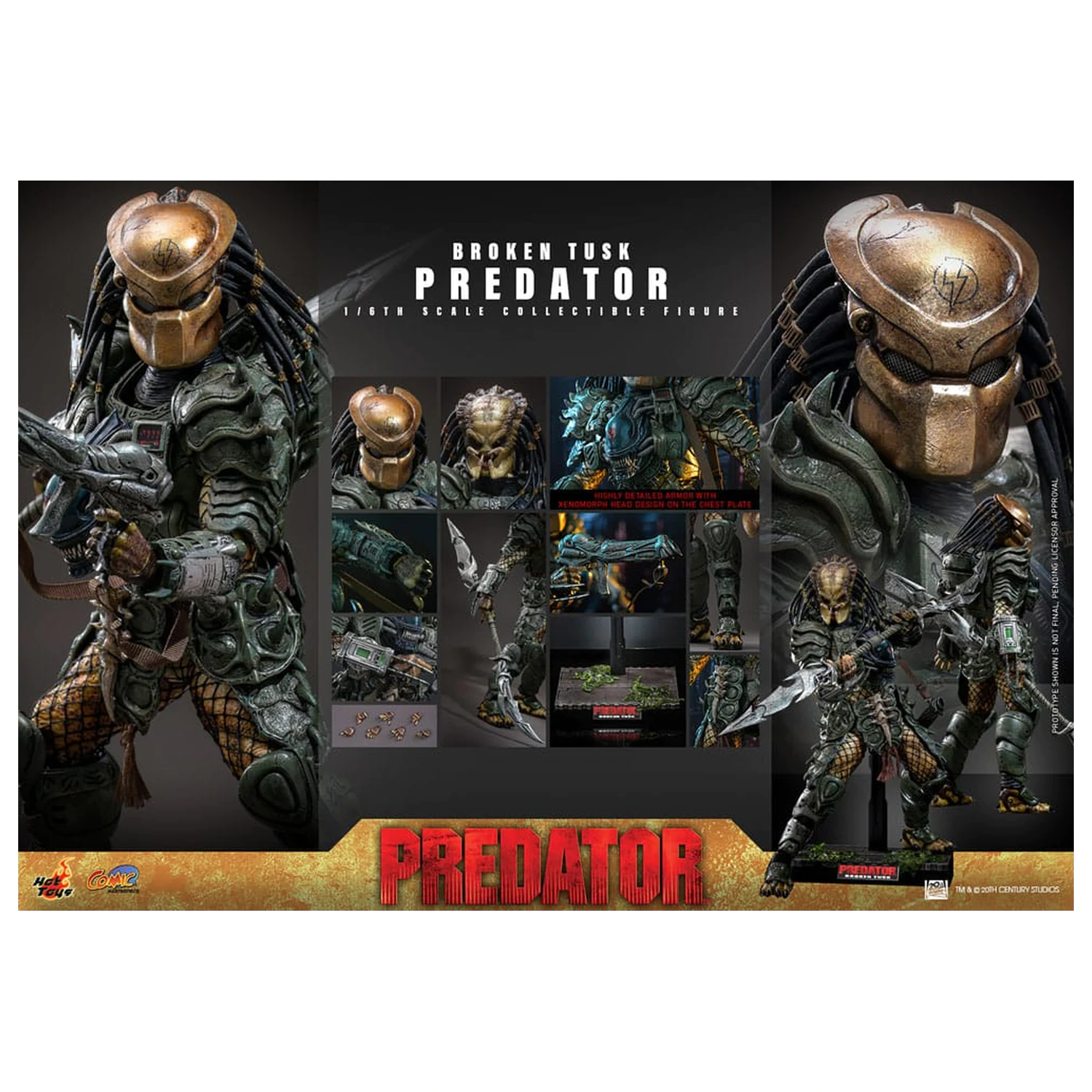 Alien vs. Predator Komiksový Masterpiece Akční figura 1/6 Broken Tusk Predator 35 cm fotografii produktu