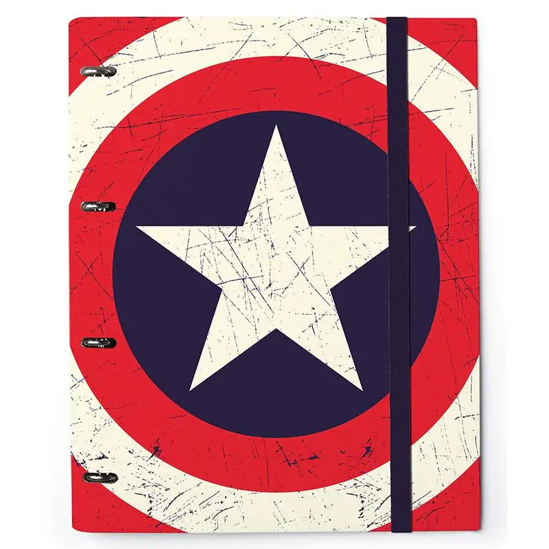 Kroužkový pořadač Captain America Marvel se čtyřmi kroužky s gumičkou vyplněný fotografii produktu