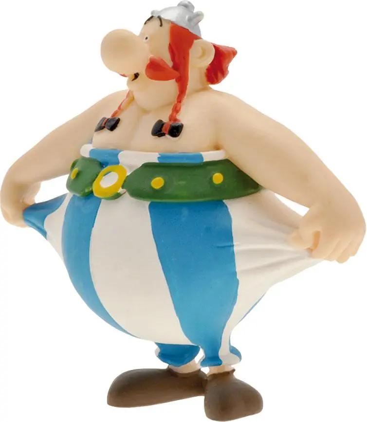 Figurka Asterix Obelix držící si kalhoty 8 cm fotografii produktu