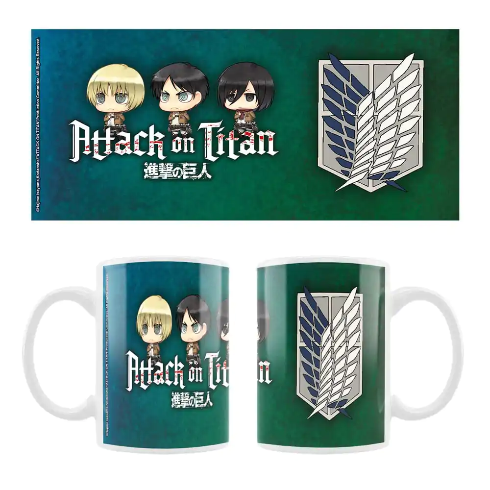 Attack on Titan Keramický hrnek Eren, Mikasa & Armin Chibi Style fotografii produktu