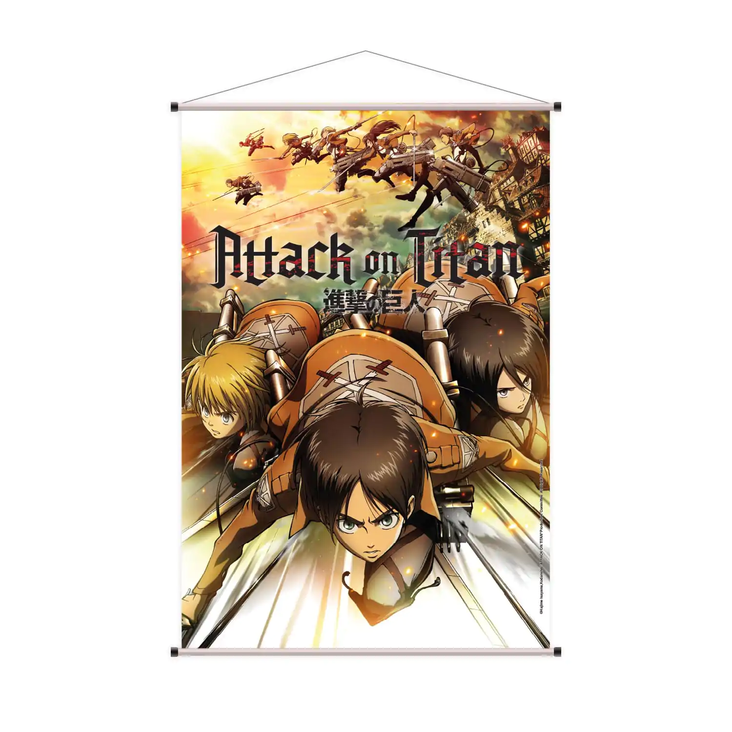 Attack on Titan wallscroll Eren, Mikasa & Armin 60 x 90 cm fotografii produktu