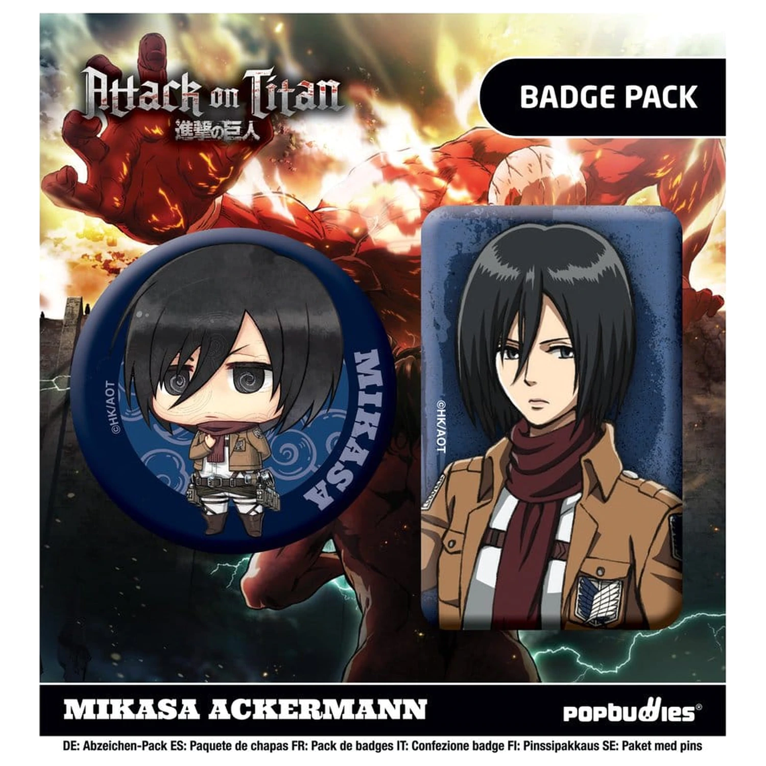 Attack on Titan odznaky balení 2 kusů Mikasa Ackermann fotografii produktu