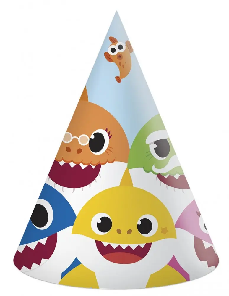Baby Shark Party klobouk, kuželový klobouk 6 ks fotografii produktu
