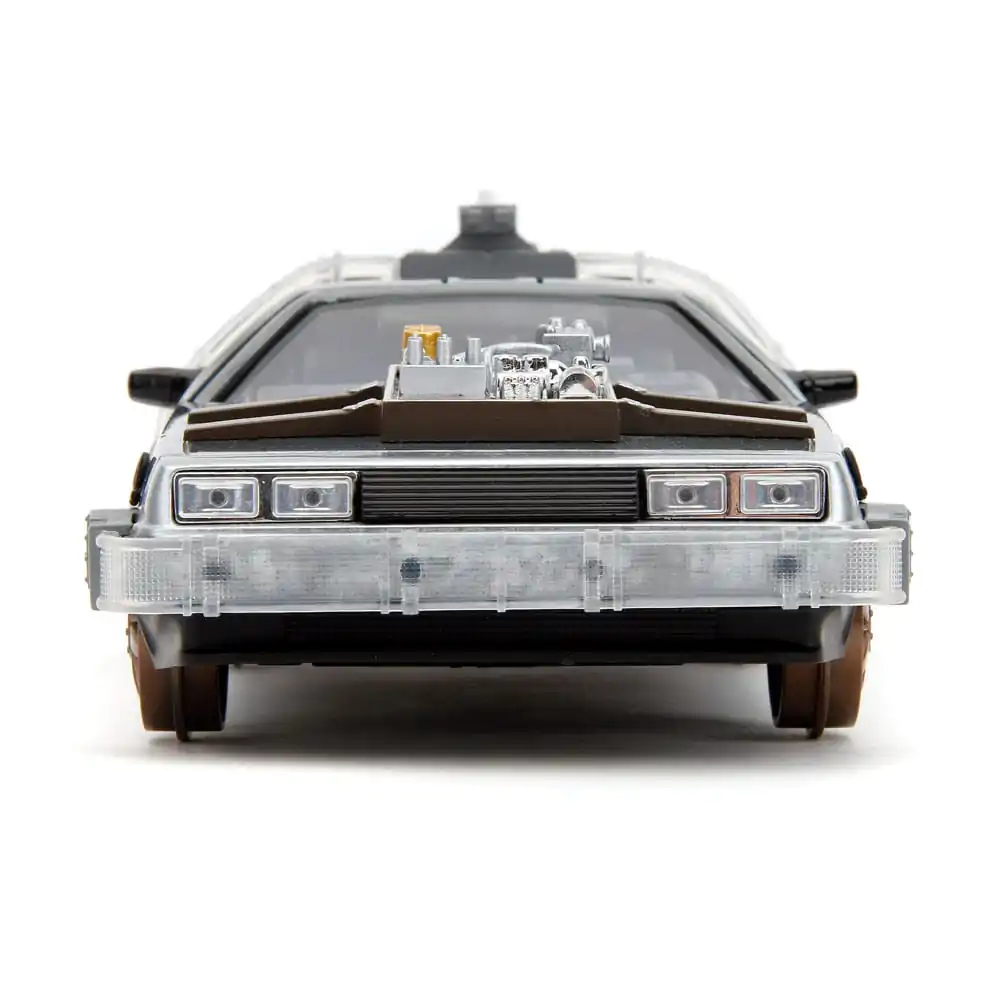 Back to the Future III Hollywood Rides Diecast Model 1/24 DeLorean Time Machine model s železničními koly fotografii produktu