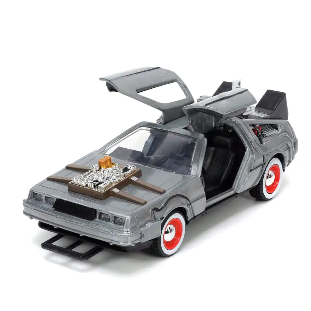 Back to the Future III Hollywood Rides Diecast Model 1/32 DeLorean Time Machine Volné Kolo fotografii produktu