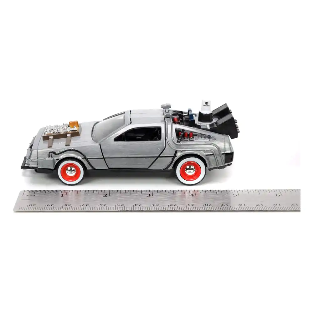 Back to the Future III Hollywood Rides Diecast Model 1/32 DeLorean Time Machine Volné Kolo fotografii produktu