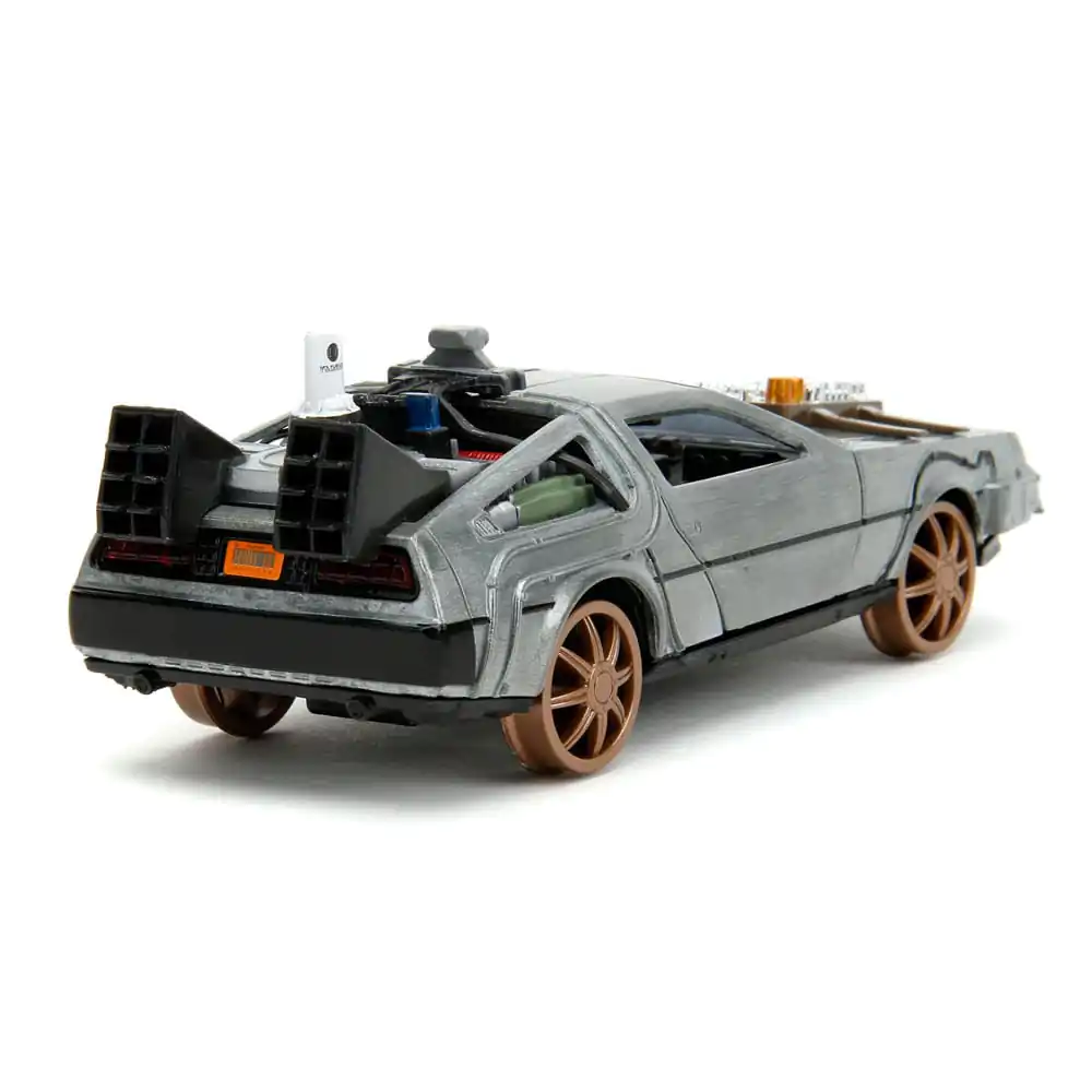 Back to the Future III Hollywood Rides Diecast Model 1/32 DeLorean Time Machine s železničními koly fotografii produktu