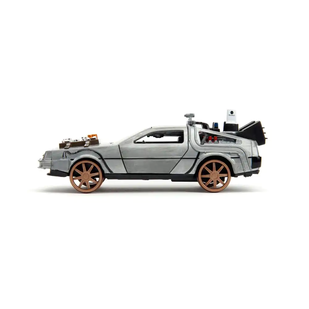 Back to the Future III Hollywood Rides Diecast Model 1/32 DeLorean Time Machine s železničními koly fotografii produktu