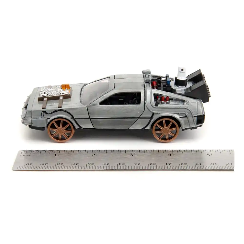 Back to the Future III Hollywood Rides Diecast Model 1/32 DeLorean Time Machine s železničními koly fotografii produktu