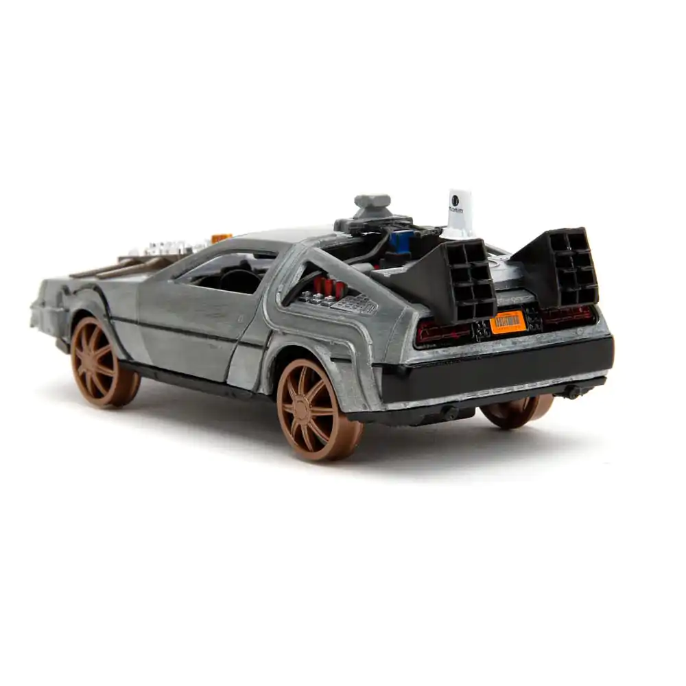 Back to the Future III Hollywood Rides Diecast Model 1/32 DeLorean Time Machine s železničními koly fotografii produktu