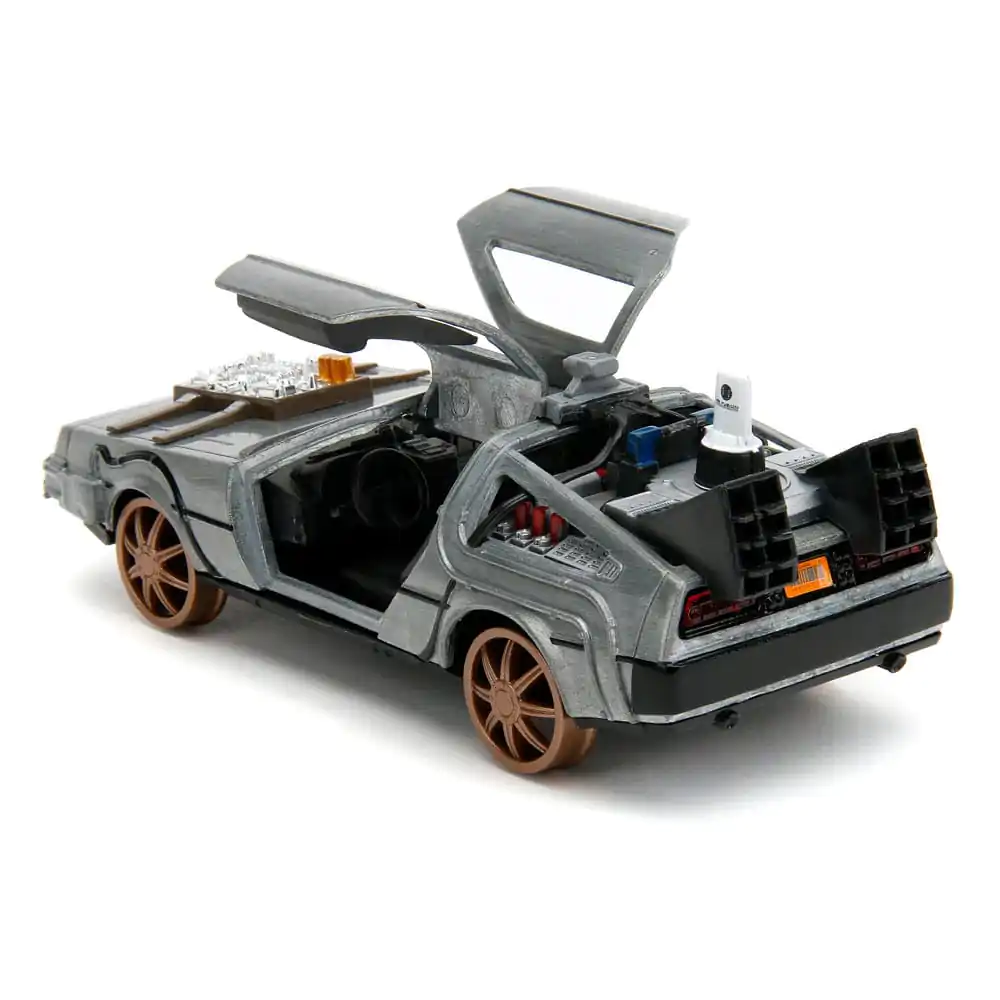 Back to the Future III Hollywood Rides Diecast Model 1/32 DeLorean Time Machine s železničními koly fotografii produktu