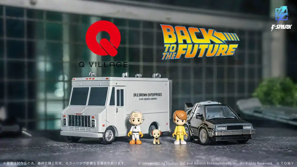 Back to the Future Q-Village vozidla s minifigurkami Time Machine luxusní sada 9 cm fotografii produktu