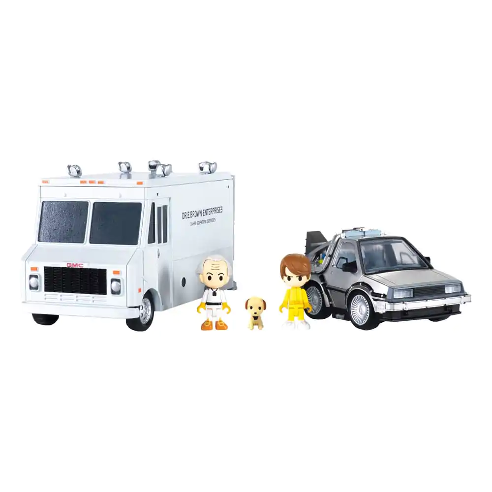 Back to the Future Q-Village vozidla s minifigurkami Time Machine luxusní sada 9 cm fotografii produktu