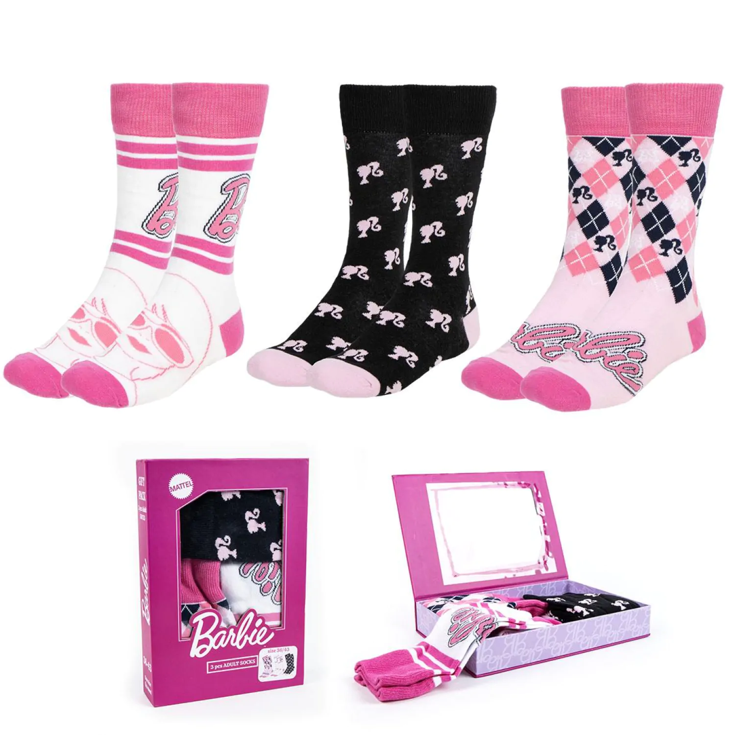 Barbie balení 3 dospělé ponožky fotografii produktu