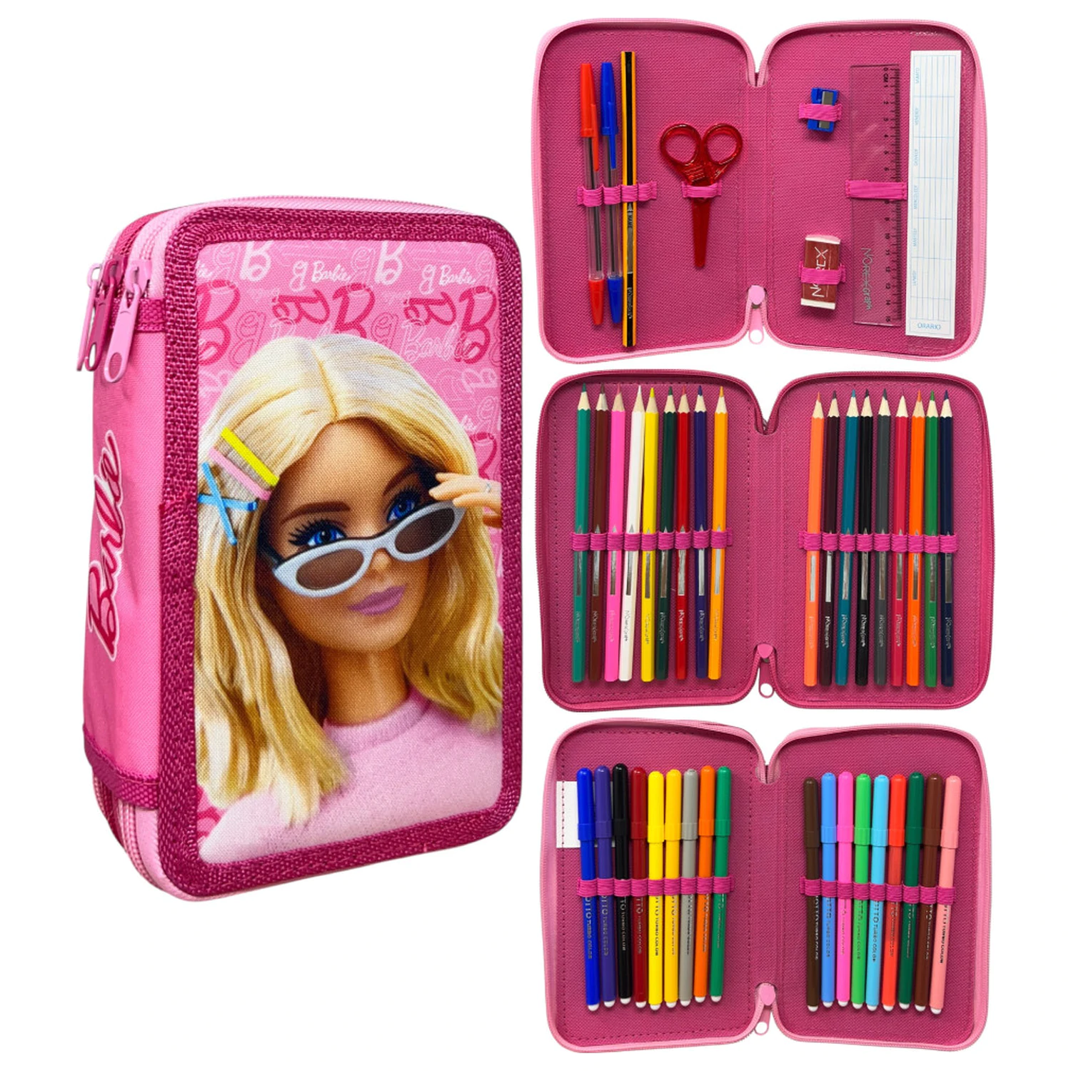Barbie Glam Style naplněné trojité pouzdro na tužky fotografii produktu