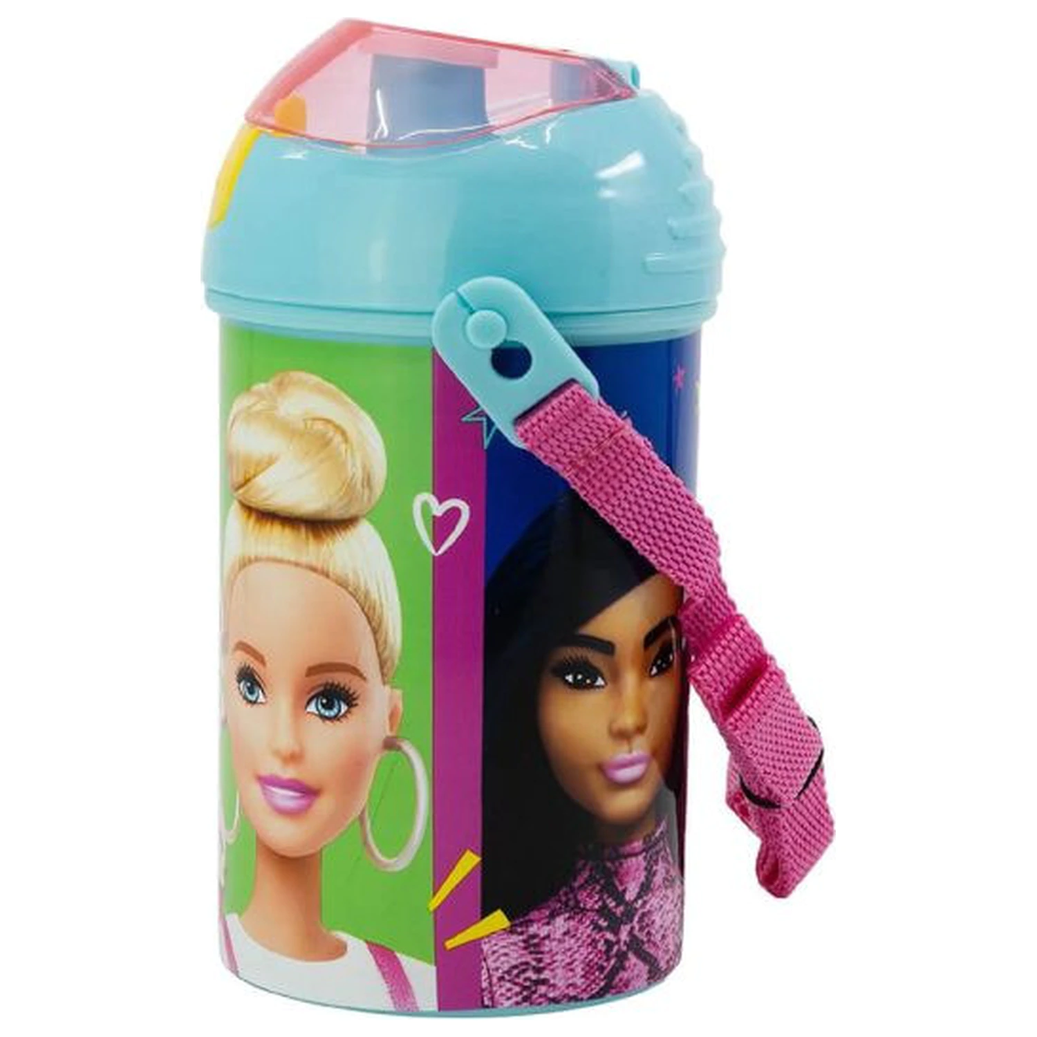 Barbie Happy Thoughts plastová láhev s brčkem s háčkem 450 ml fotografii produktu