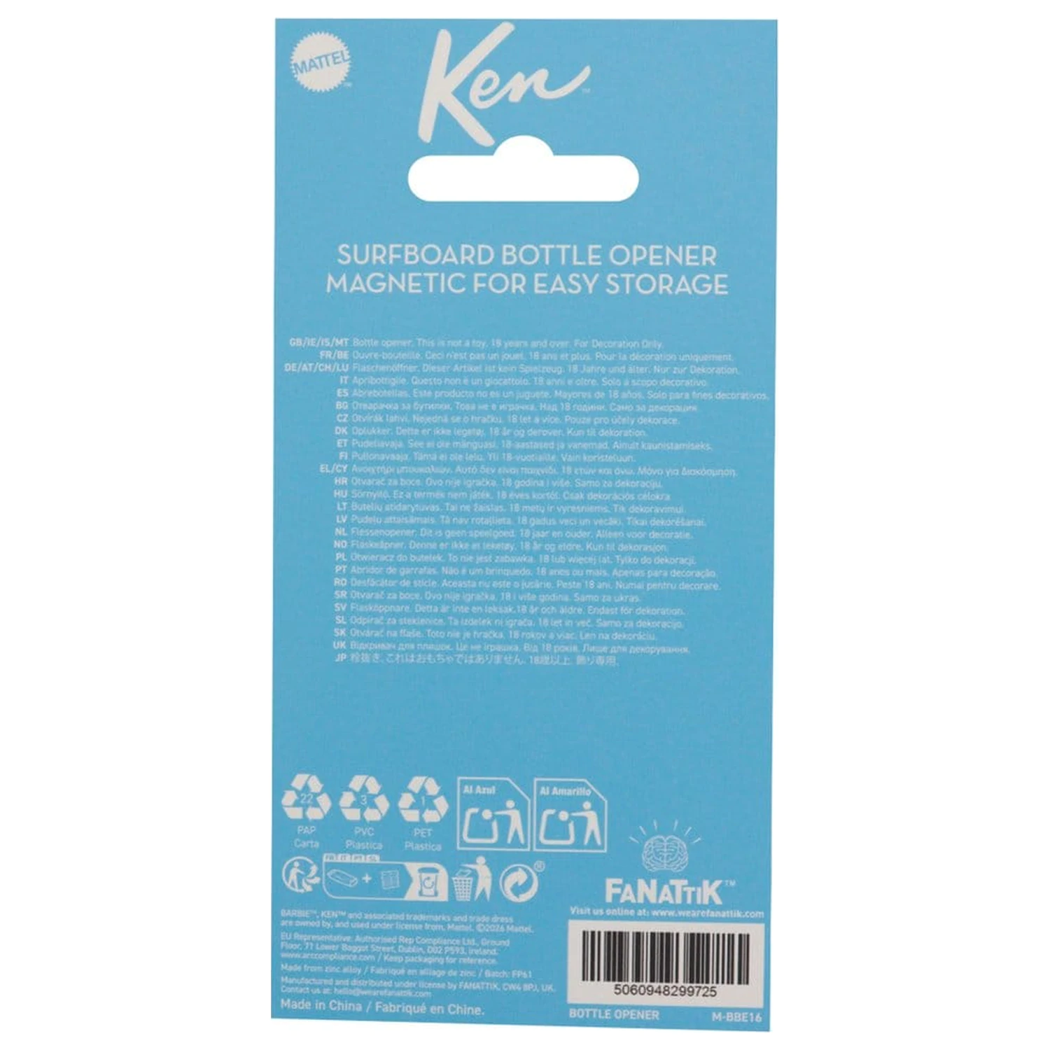 Barbie otvírák na láhve Ken Surfboard magnetický fotografii produktu