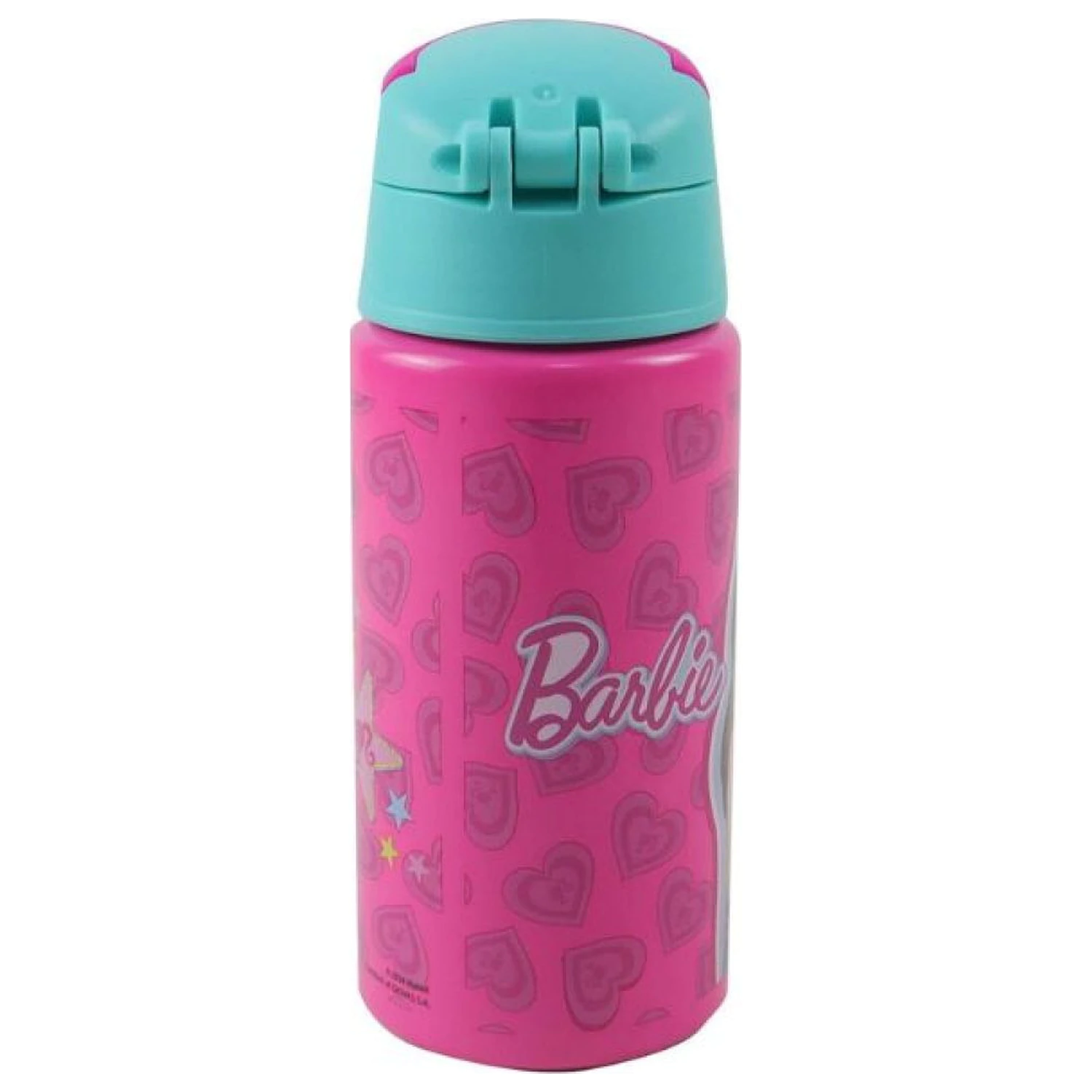 Barbie Love Hliníková láhev na vodu s brčkem a háčkem 500 ml fotografii produktu