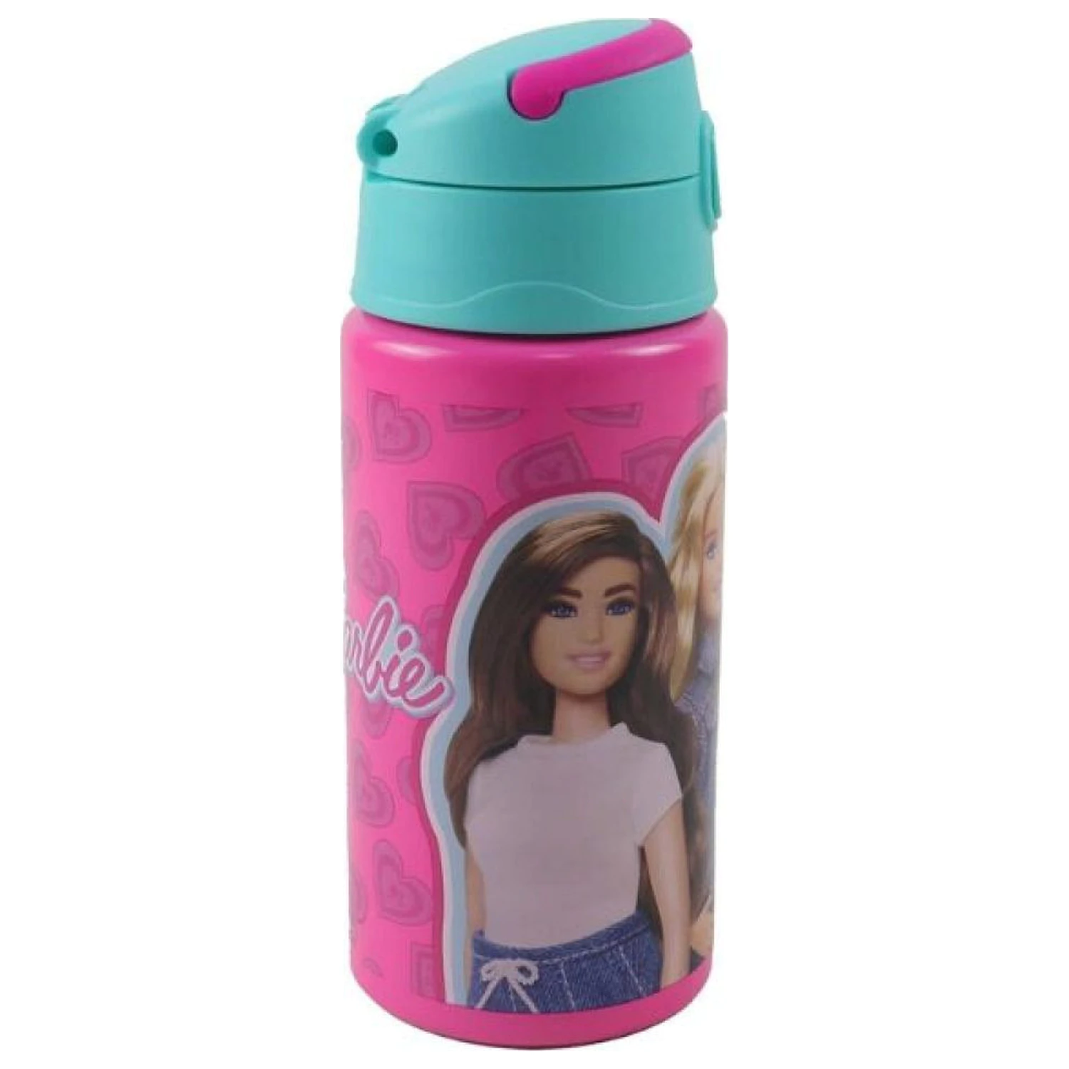 Barbie Love Hliníková láhev na vodu s brčkem a háčkem 500 ml fotografii produktu