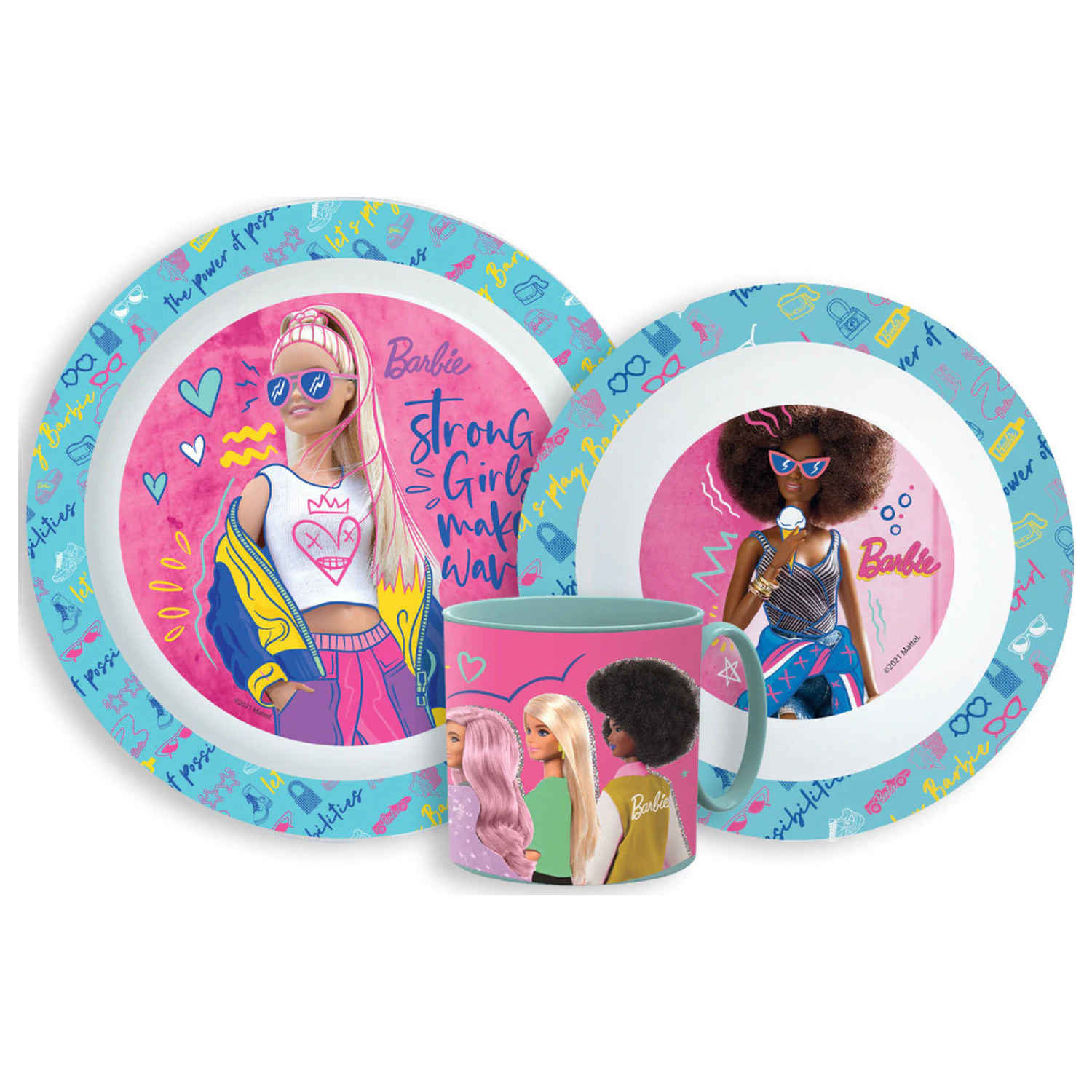 Barbie Stylová jídelní sada, mikro plastová sada s hrnkem 265 ml fotografii produktu