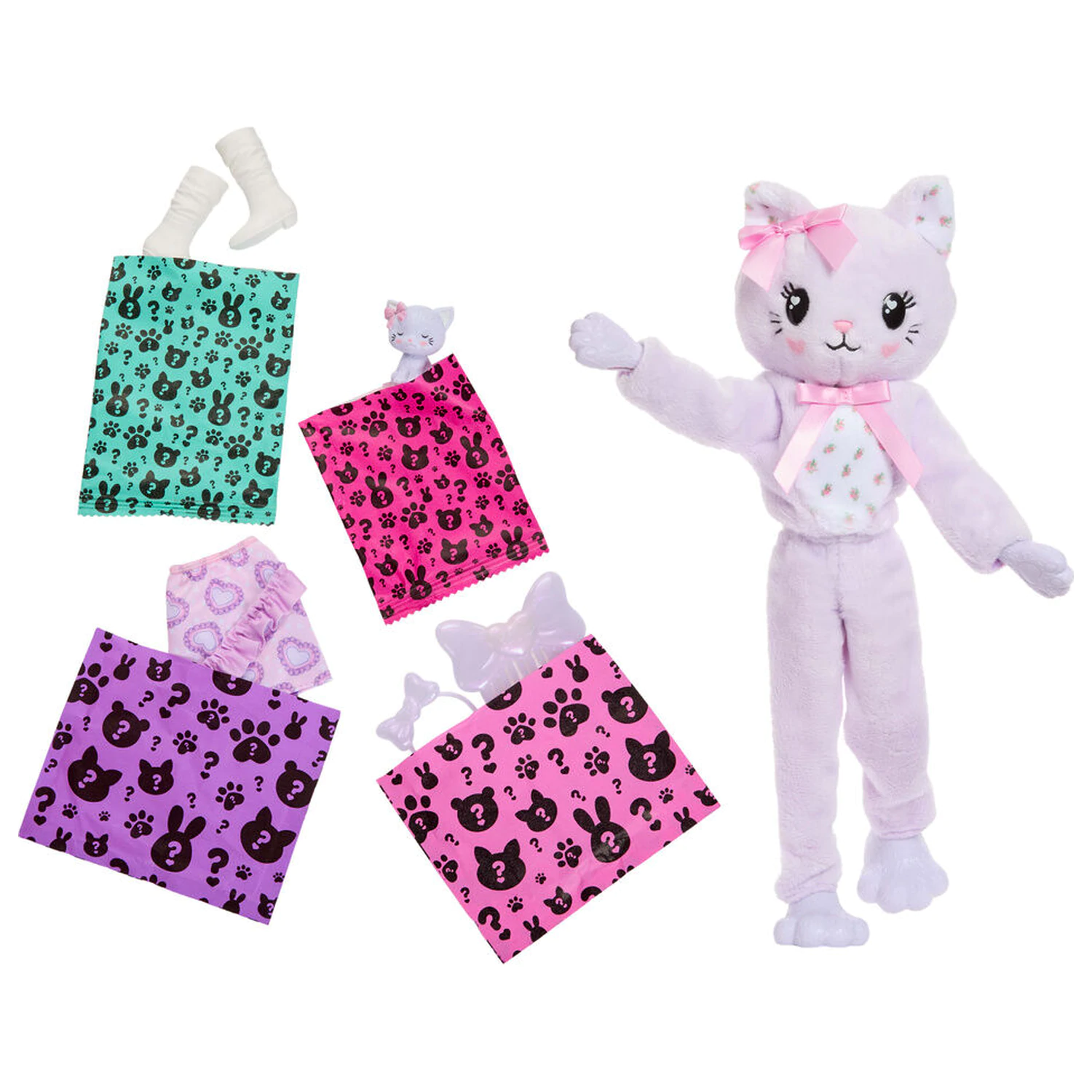 Barbie Sweet Ties Cutie Reveal panenka šeříkové koťátko fotografii produktu