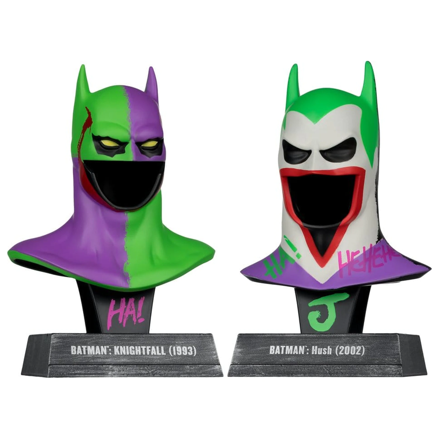 Batman DC Direct Mini Replika 1/3 2-pack Batman Cowls Hush & Knightfall (Jokerized) (Gold Label) 18 cm fotografii produktu