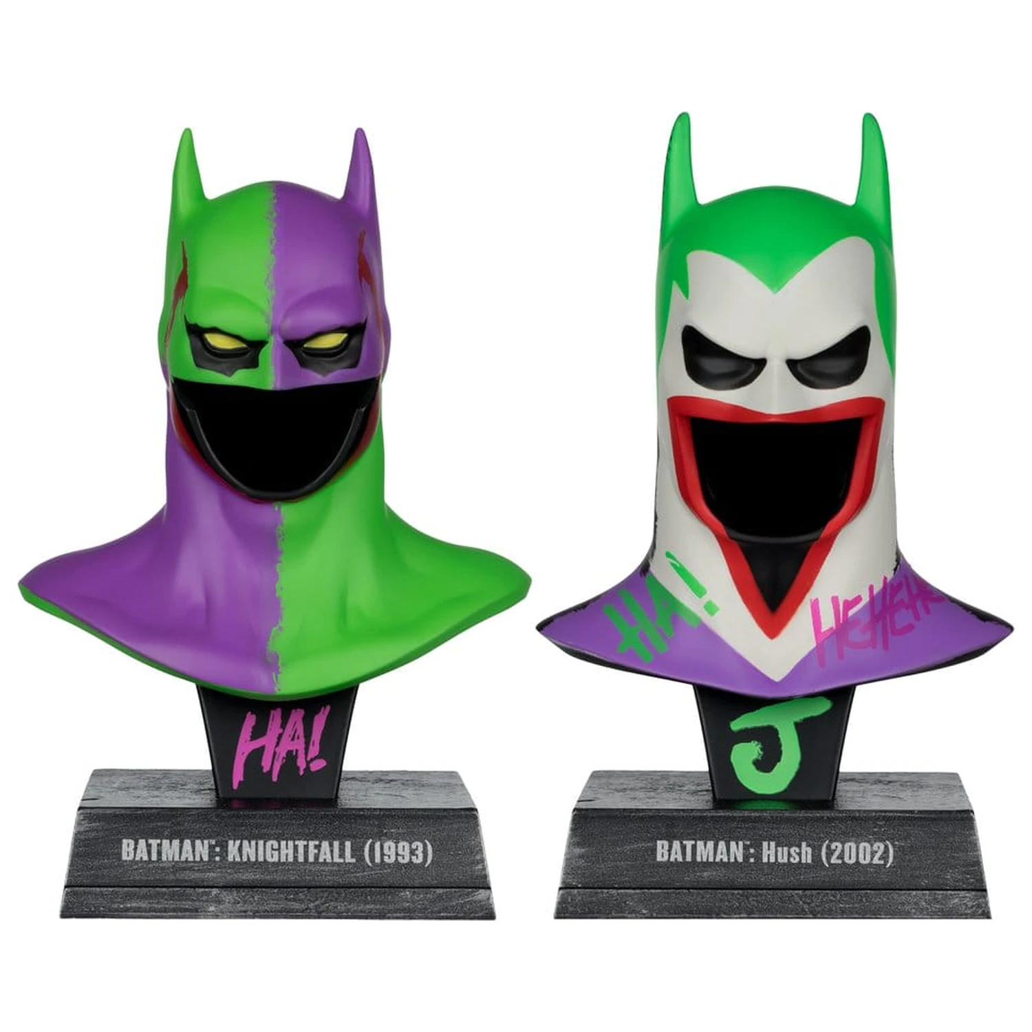 Batman DC Direct Mini Replika 1/3 2-pack Batman Cowls Hush & Knightfall (Jokerized) (Gold Label) 18 cm fotografii produktu