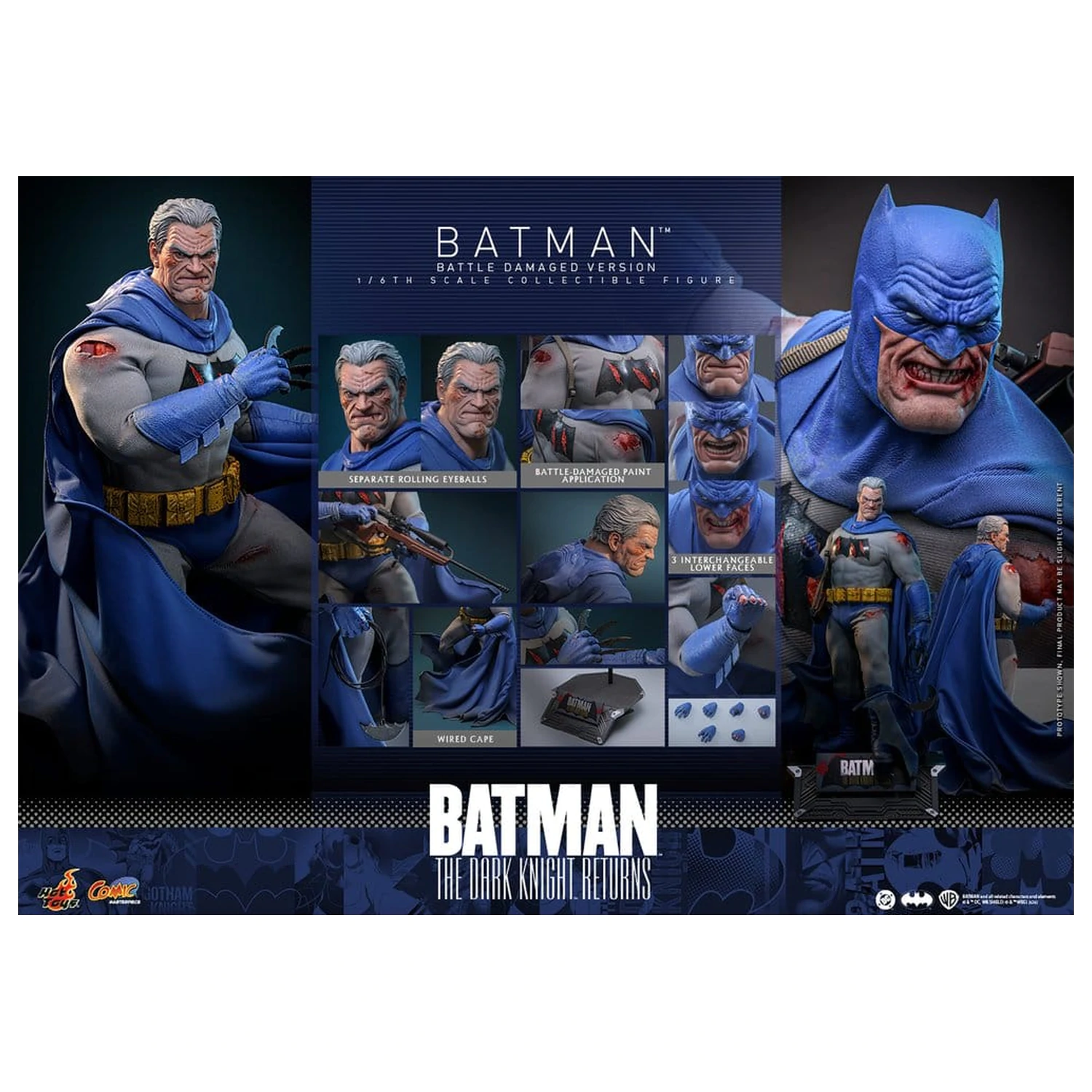 Batman: The Dark Knight Returns Comic Masterpiece akční figurka 1/6 Batman (Battle Damaged Version) 32 cm fotografii produktu