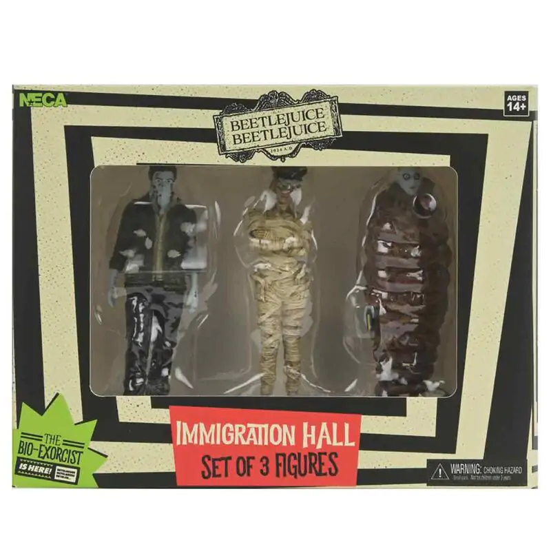 Beetlejuice Beetlejuice Imigrační hala Mumifikovaný imigrační úředník, Richard & Anaconda Man balíček 3 figurky 10 cm fotografii produktu