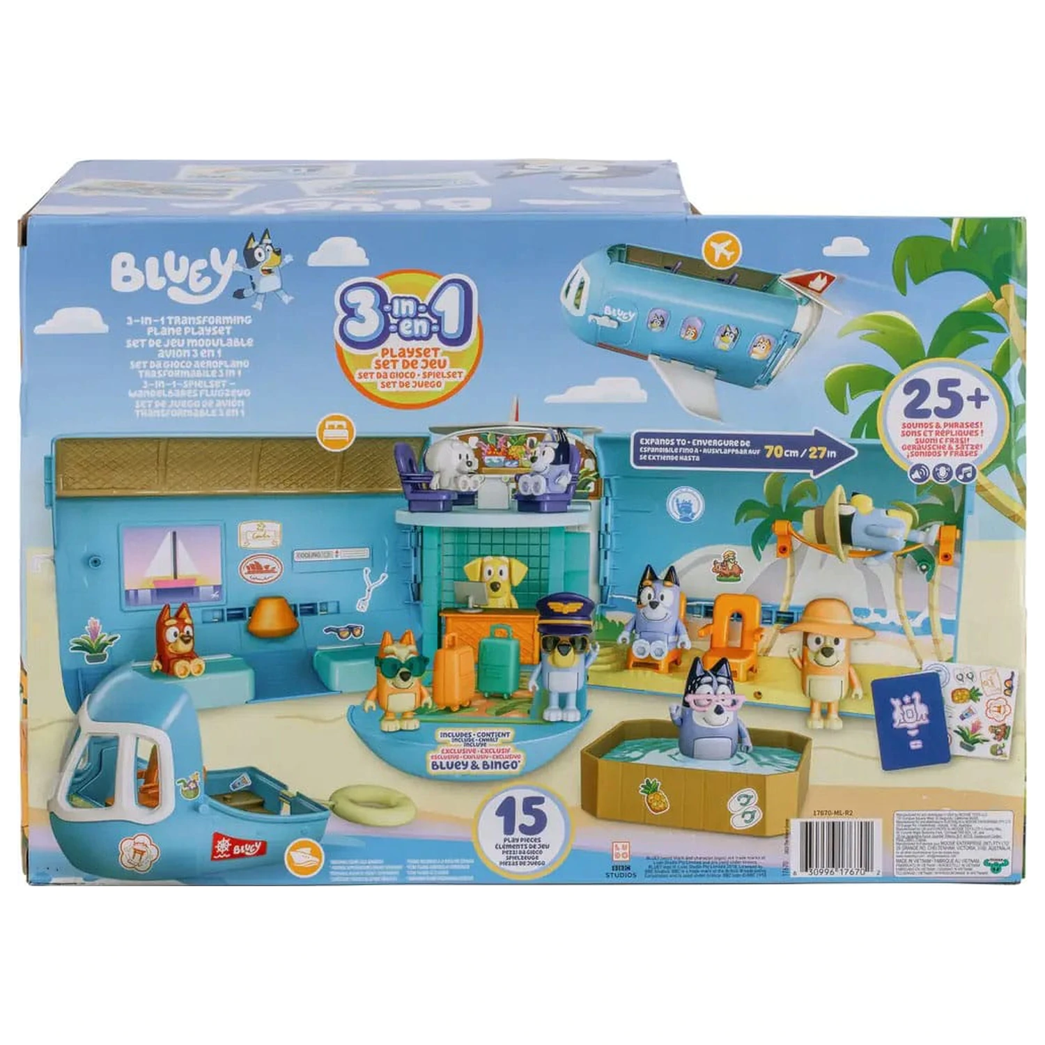 Bluey Mini Figure Playset Bluey Holiday 3v1 Set fotografii produktu