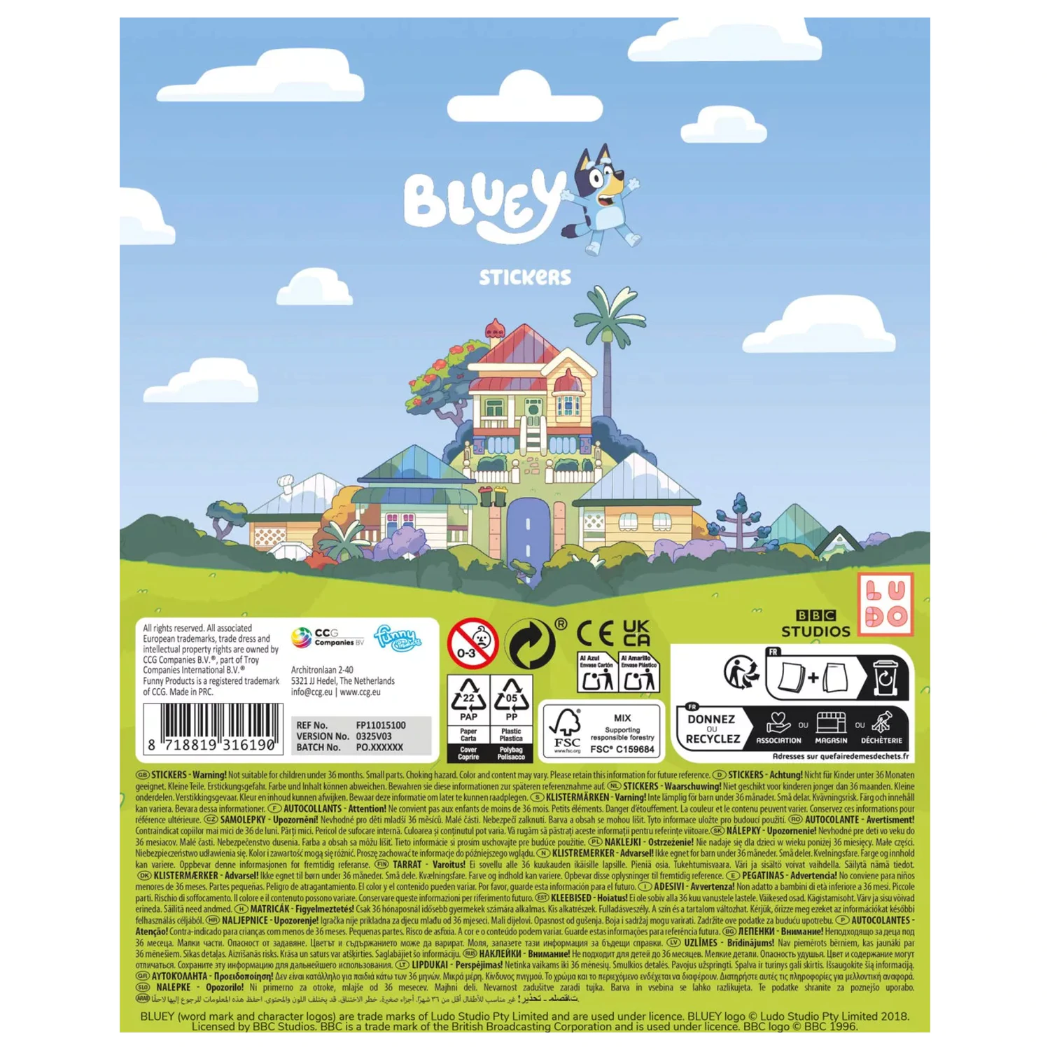 Bluey sada samolepek na hraní fotografii produktu