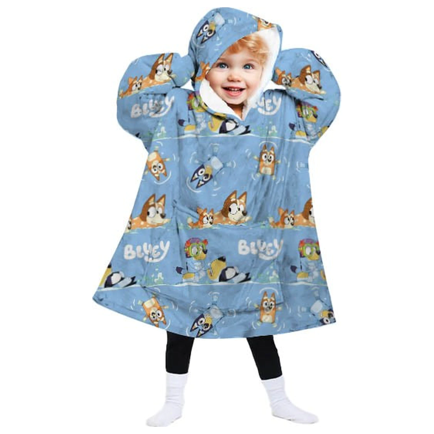 Bluey Seaside nositelná plyšová fleecová deka poncho pro 3-6 let fotografii produktu